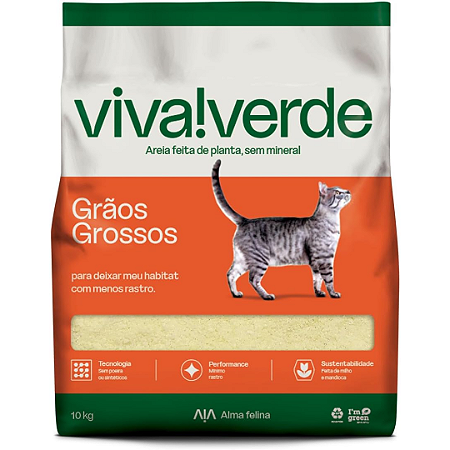 Areia Higiênica Viva Verde Grãos Grossos 10Kg