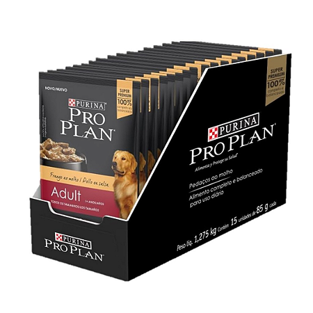 Sachê Pro Plan Cão Adulto Carne 100g Kit Com 15 Unidades