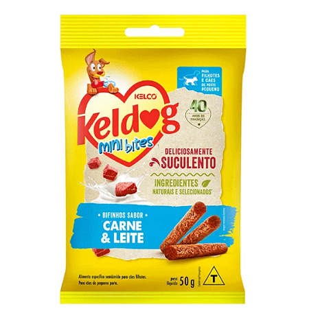 Bifinho Keldog Mini Carne e Leite para Cães 50g