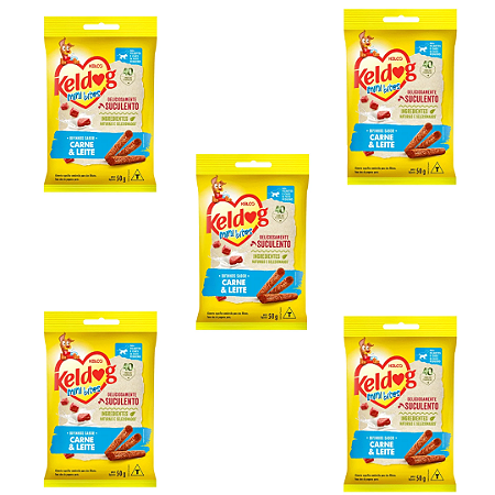 Bifinho Keldog Mini Carne e Leite para Cães 50g Kit 5 Unidades