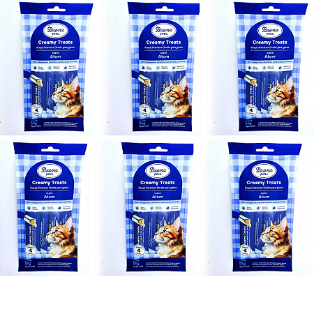 Snack Buona Petix Creamy Sabor Atum  Para Gatos 56g Kit 6 Unidades