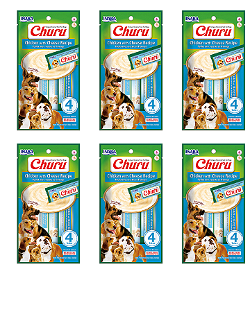 Petisco Churu Dog Para Cães Frango Com Queijo 56g Kit Com 6 Unidades