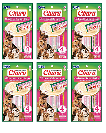 Petisco Churu Dog Para Cães Frango Com Salmão 56g Kit Com 6 Unidades