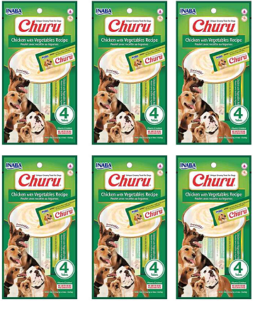 Petisco Churu Dog Para Cães Frango Com Vegetais 56g Kit Com 6 Unidades