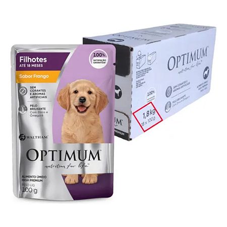 Sachê Optimum Cães Filhotes 100g Kit Com 18 Unidades