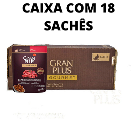 Sachê Gran Plus Gourmet Para Gatos Adulto Carne Kit 18 Sachês