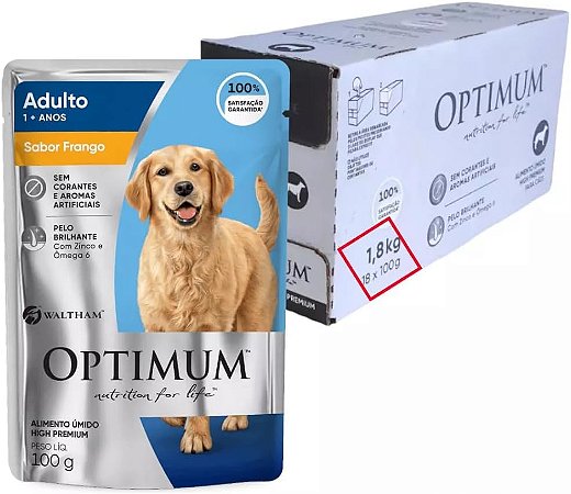 Sachê Optimum Cães Adultos Frango 100g Kit Com 18 Unidades