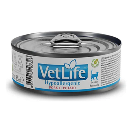 Vet Life Wet Feline Hypoallergenic Pork Potato 85g