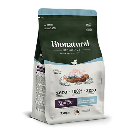 Ração Bionatural Sensitive Cães Adultos Raças Pequenas Peixe Branco 2,5kg