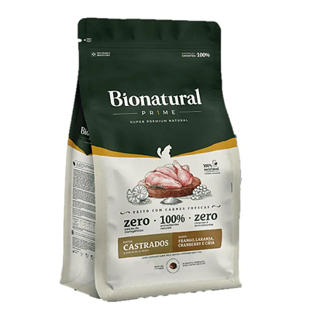 Ração Bionatural Gatos Castrados Frango 7,5kg