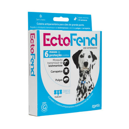Coleira Ectofend Porte Médio e Grande 65cm Azul