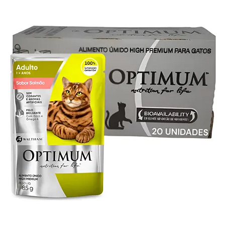 Sachê Optimum Gato Adulto Salmão 85G Kit 20 Unidades