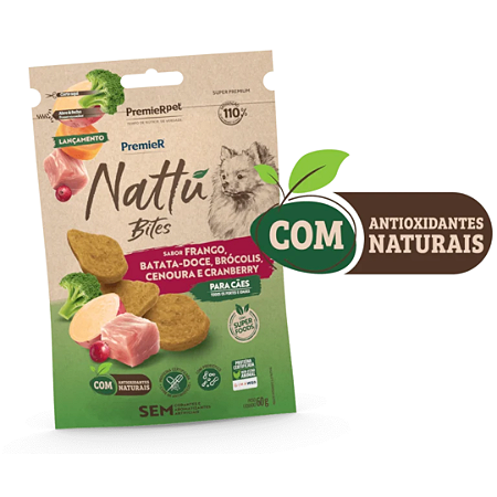 Petisco Premier Nattu Bites Frango com Batata Doce 60g