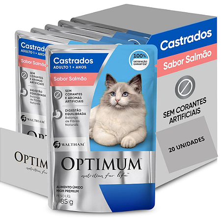 Sachê Optimum Gato Castrado Salmão 85g Kit Com 20 Unidades