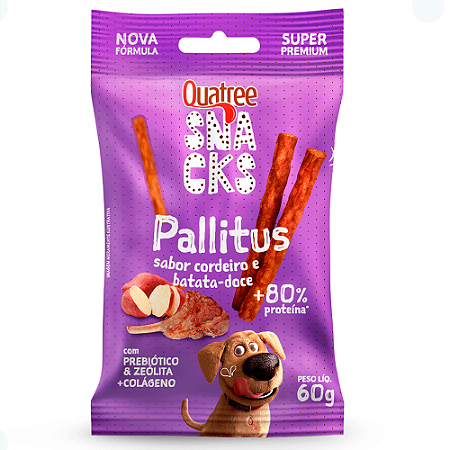 Quatree Snacks Pallitus Sabor Cordeiro e Batata Doce  60g