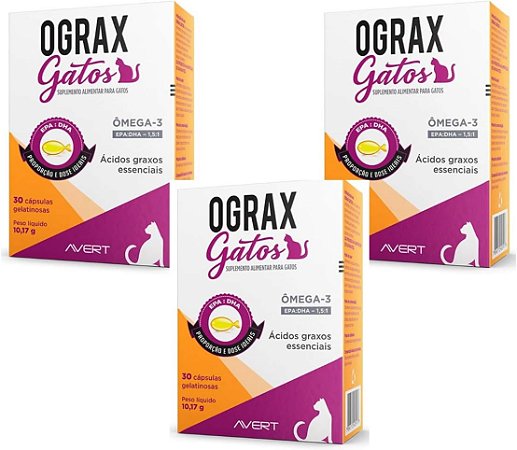 Ograx Gatos 30 Cápsulas Kit 3 Caixas