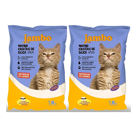 Areia Higiênica Micro Cristais de Silica Jambo Pet 1,8kg Kit 2 Unidades