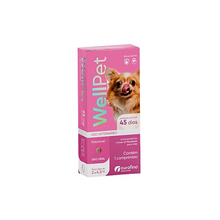 Antiparasitário Ourofino WellPet para Cães de 2 a 4,5 kg 45 mg