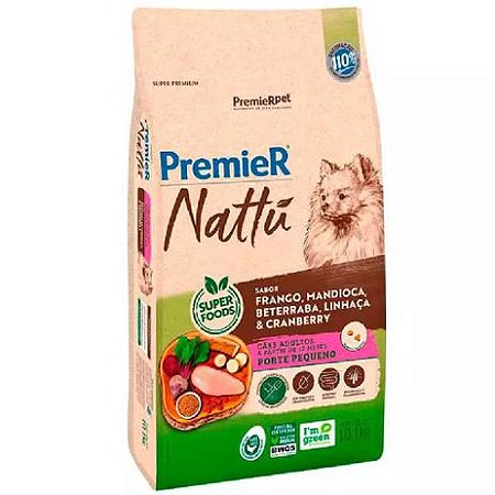 Premier Nattu Cães Adultos Raças Pequenas Mandioca 1 Kg