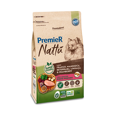 Premier Nattu Cães Adultos Raças Pequenas Mandioca 1 Kg