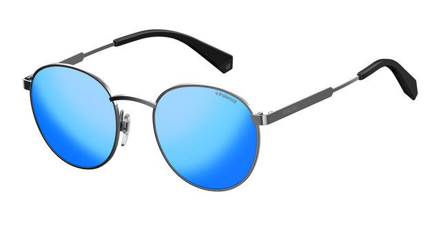 Óculos Solar Polaroid PLD 2053/S 6LB5X Metal Cinza Com Lente Espelhada Azul