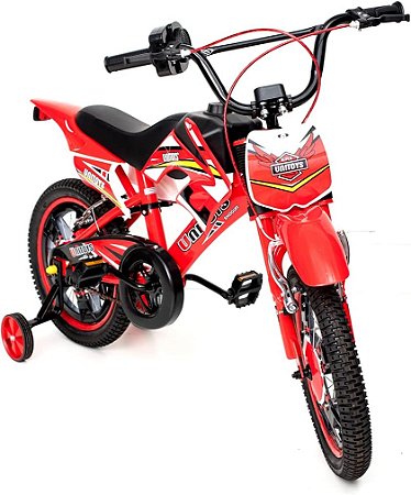 BIKE MOTO CROSS VERMELHA ARO 16 - UNITOYS