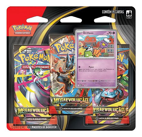 Pokémon TCG: Mega Evolução - 3 boosters + Carta Promocional (Drifloon) 19 cartas