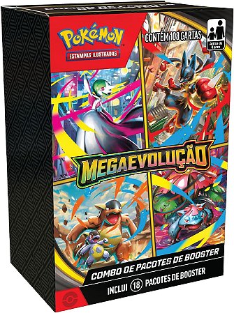 Pokémon TCG: Mega Evolução - Combo com 18 Boosters (108 cartas)