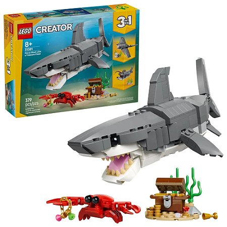 LEGO 31381 Creator 3 em 1 - Tubarão Feroz com Baú de Tesouro