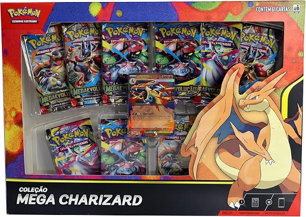 Pokémon TCG: Mega Evolução - Box Pokémon – Mega Charizard Explosão Y (Contém 61 cartas)