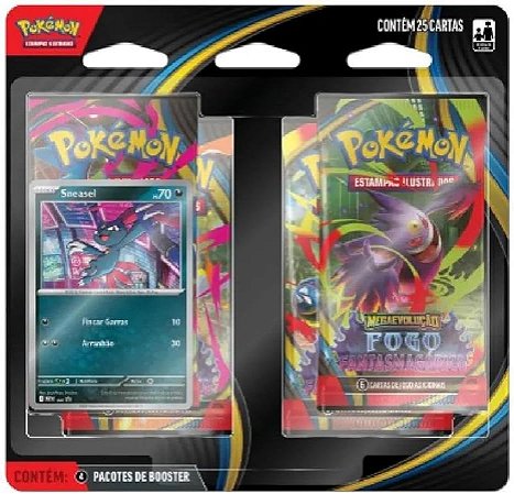 Pokémon TCG: Mega Evolução - 4 Pacotes de Booster Megaevolução – Fogo Fantasmagórico (Contém 25 Cartas)