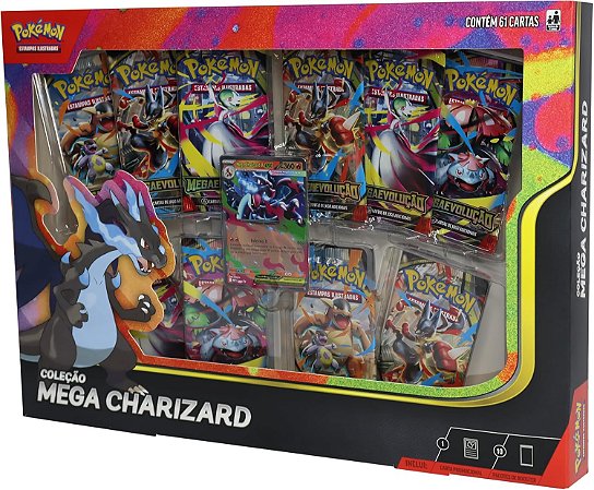 Pokémon TCG: Mega Evolução - Box Pokémon – Mega Charizard Inferno X (Contém 61 cartas)