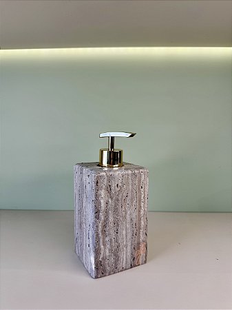 P) Saboneteira Pietra em Mármore Travertino Silver