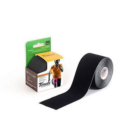 Bandagem Elástica Kinésio Tape Tmax 5m x 5cm Preto