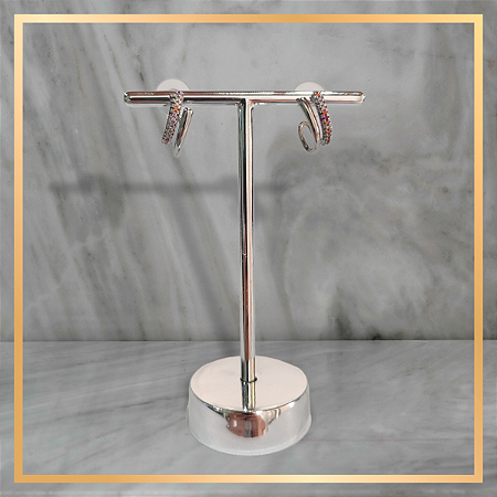 Expositor Brinco Metal - Prata - PEQUENO - 2 furos