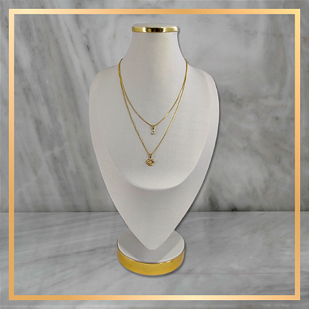 Busto Flecha Base Forrado Offwhite - Base Redonda Dourada