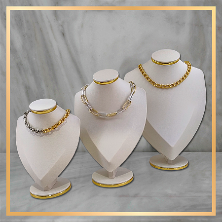Kit 3 Expositores Busto Lança Offwhite  P M G