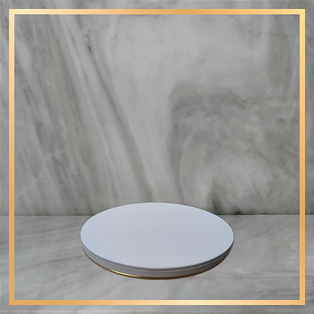 Base Redonda Pequena OffWhite Dourado - 13 cm