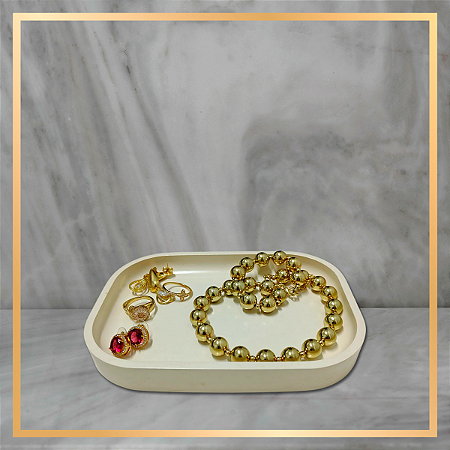 Bandeja de Gesso Retangular Offwhite