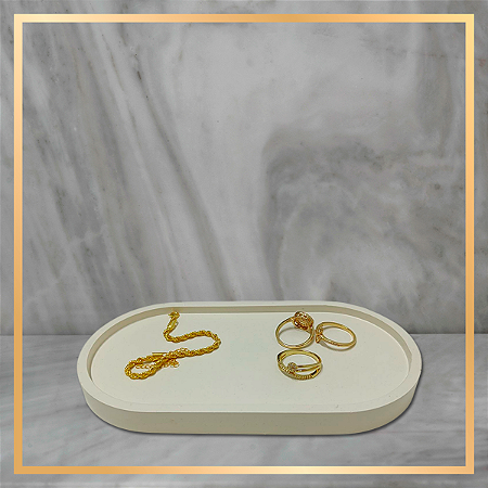 Bandeja de Gesso Oval Offwhite