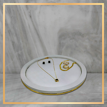 Bandeja Base Redonda com Rebaixo 26 cm Forrado - OFFWHITE