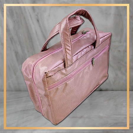 Bolsa Rose Pequena com 2 Bandejas e 1 Caderno