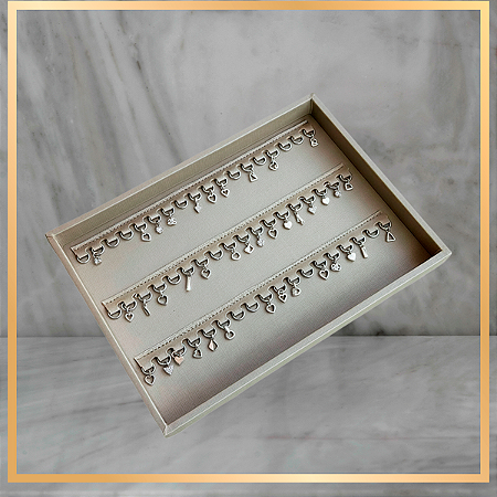 Bandeja de Pingente c/3 tiras PRATA de argola - DOURADA