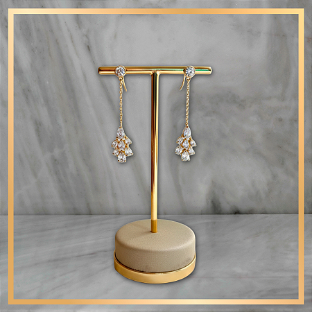 Expositor Brinco Redondo Forrado Dourado - Borda Dourada - 2 furos