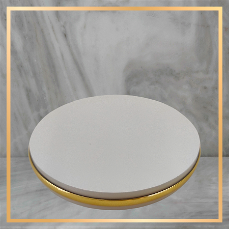 Base Redonda OFF WHITE com Dourado - 10 CM