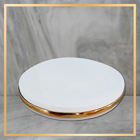 Expositor Base Redonda Branca com Dourado - 10 cm