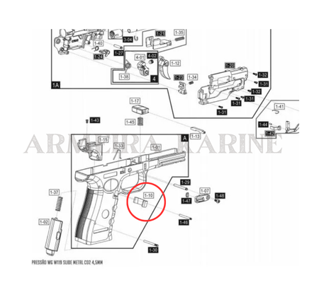 MAG RELEASE MAGAZINE DA PISTOLA W119 CO² 4.5MM / 6MM ROSSI [WINGUN]