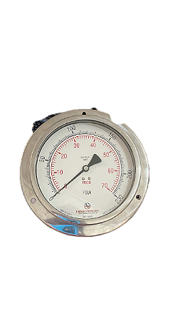 Manômetro Profundímetro Painel Caixa Inox Diam. 160mm Escala 0-70 MCA x 230 Pés saída reta 1/4" npt