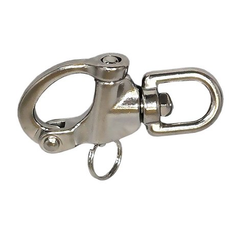 Mosquetão Desengate Rápido Giratório 87mm Inox