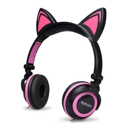 Fone ouvido orelha de gato exbom led p2 headphone universal Clearance